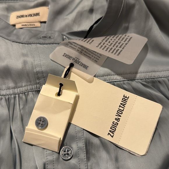 Zadig & Voltaire Tigy Satin Blouse in Nauge color size medium NWT - Picture 5 of 5